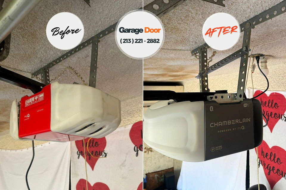 Before and after: garage door repair Luck, WI